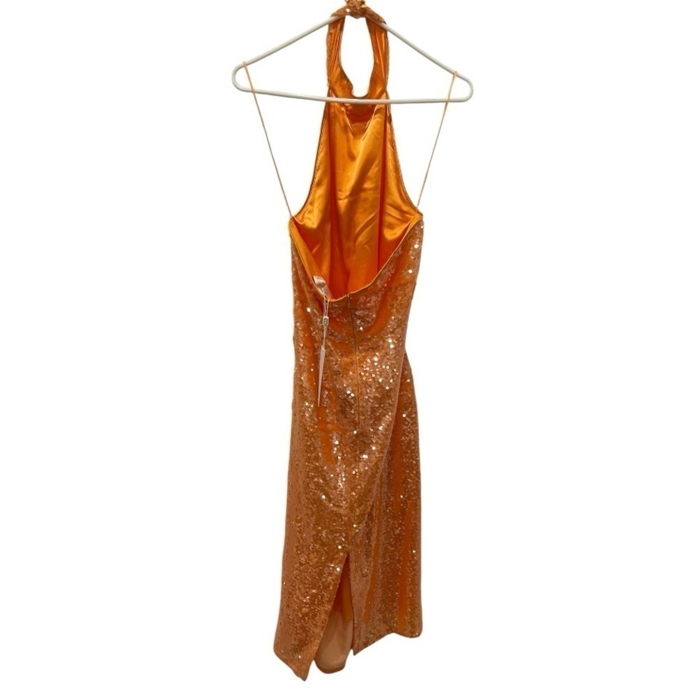 Caroline Constas Orange Sequins Halter Midi Dress.Size S - Picture 6 of 14